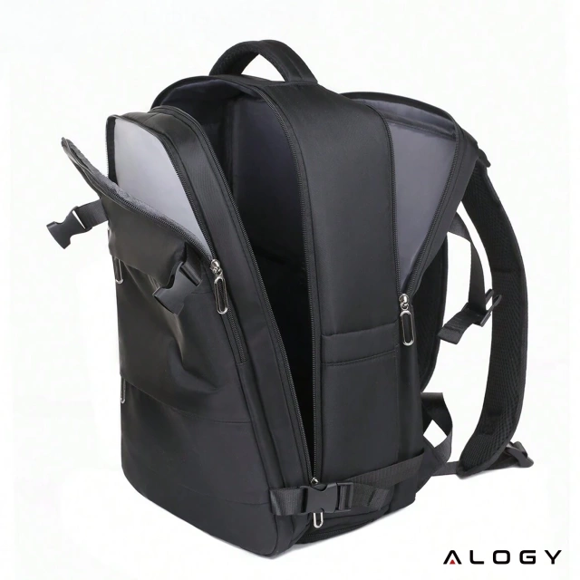 Plecak na laptopa tablet męski damski podróżny na walizkę do biura podróży Unisex 45x30x20cm Alogy Czarny