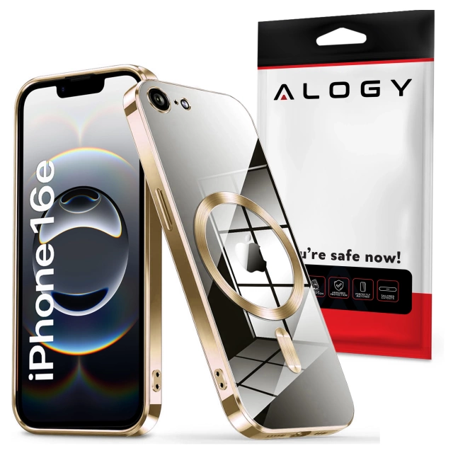Etui do Apple iPhone 16e Alogy LuxeShield™️ Glamour Luxury Ring obudowa do MagSafe z osłoną aparatów Złote