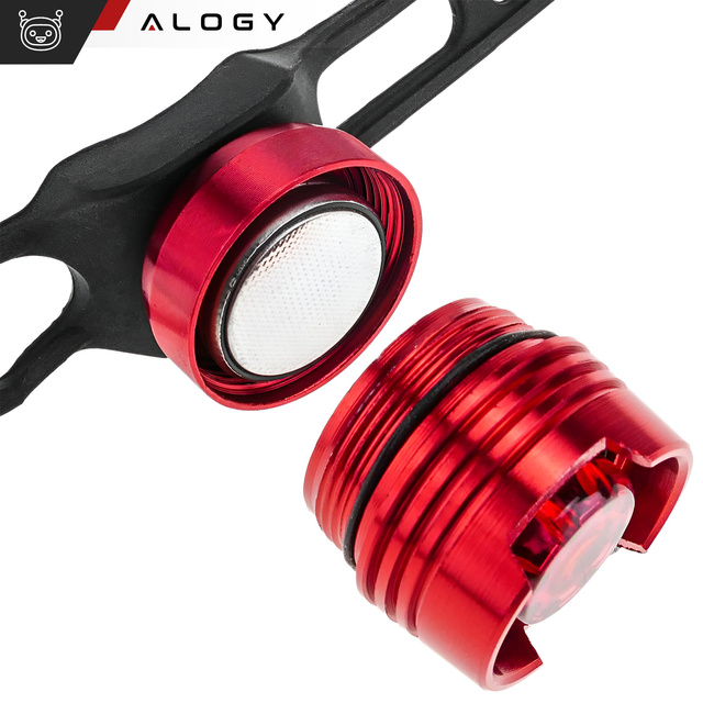 2x Lampka rowerowa tylna na tył roweru oświetlenie LED światełko światło tylnie czerwona aluminiowa wodoodporna IPX4 50lm Alogy