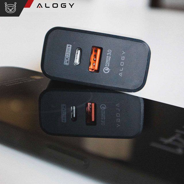 Alogy Ładowarka sieciowa szybka Quick Charge QC 3.0 USB-A + USB-C 65W Custom Fast Charger Black