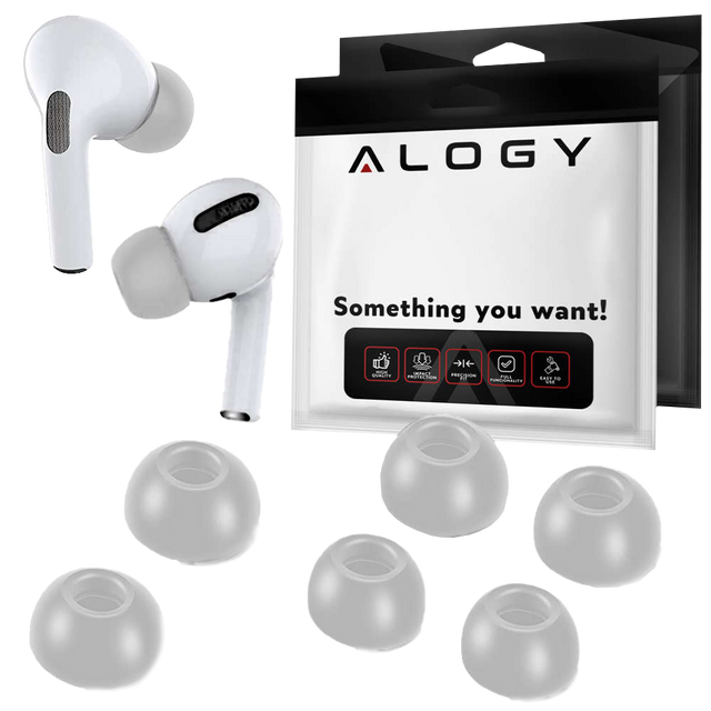 Alogy 6x Nakładki silikonowe zapamiętujące S M L do Apple AirPods Pro szare