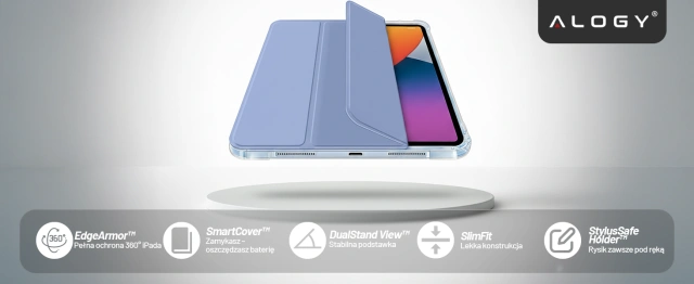 Etui do Apple iPad 11gen. 11" 2025 / 10gen. 10.9" 2022 – hybrydowa ochrona z miejscem na rysik, składana okładka z funkcją podstawki, precyzyjne dopasowanie – Alogy HybridBook™ Case Lawendowy