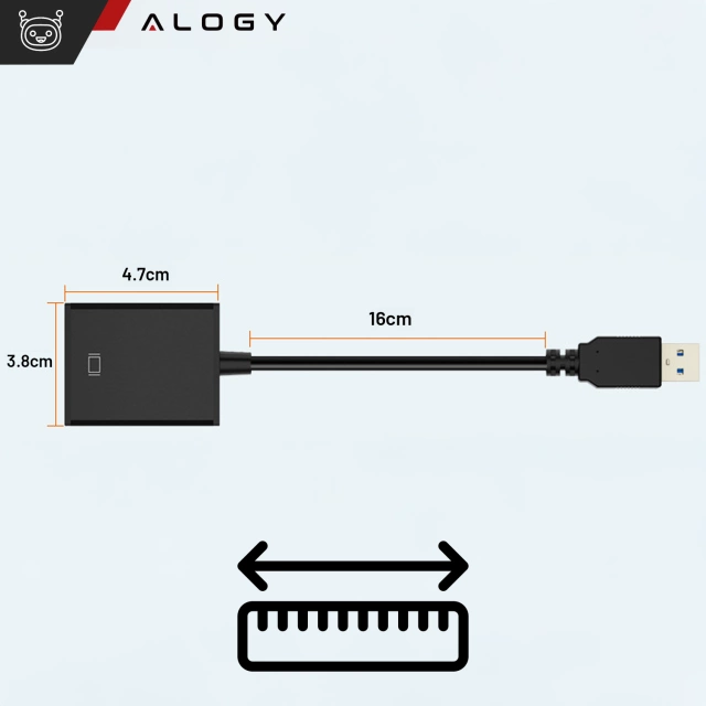 Przejściówka USB 3.0 do HDMI Alogy adapter Full HD 1080P 60HZ Hub konwerter Czarny