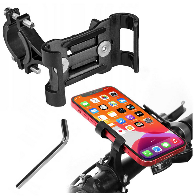 Alogy Uchwyt rowerowy Metal Bike Holder do telefonu na kierownicę do roweru motocykla hulajnogi Czarny