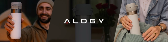 Kubek termiczny Termos Alogy ThermoGo™ 800ml Stalowy Szczelny Pakowny Podróżny do Kawy i Herbaty Sportowy Długo Trzymający Ciepło do Auta i Plecaka Biały