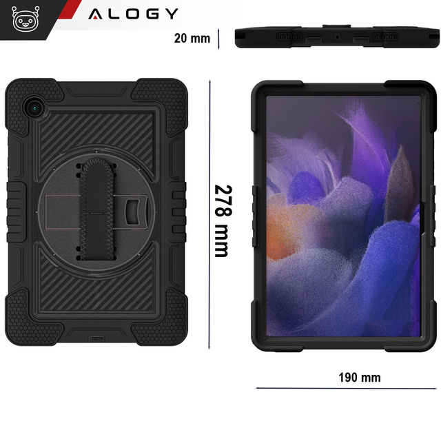 Etui do Samsung Galaxy Tab A11+ / A9+ Plus 2023 11" X210/X215/X216 pancerne obudowa z paskiem Alogy Case czarne