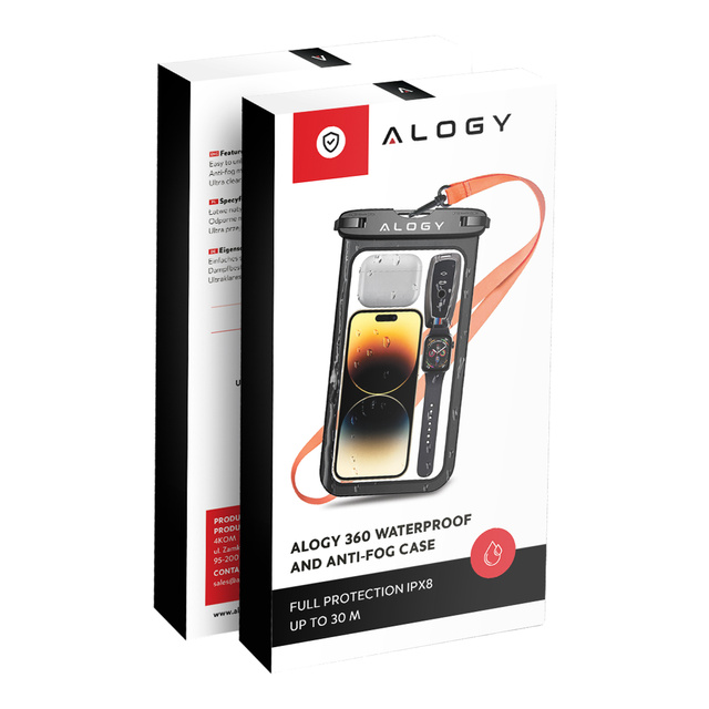 Alogy Etui wodoodporne Waterproof Case torba wodoszczelna uniwersalna IPX8 na telefon i akcesoria Czarne