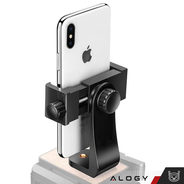 Alogy Uchwyt mocowanie adapter 360 na telefon do statywu selfie stick 1/4 czarny
