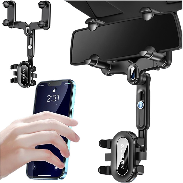 Alogy Uchwyt samochodowy Mirror Car Holder do telefonu na lusterko wsteczne Czarny