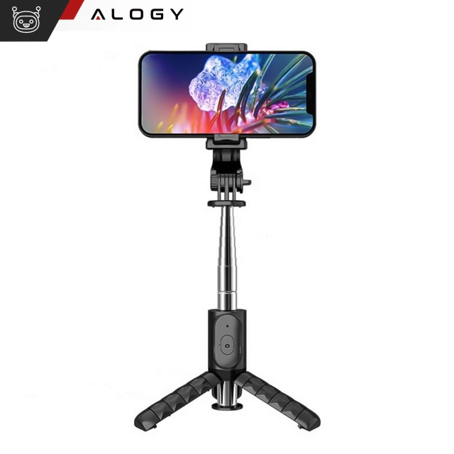 Alogy Selfie stick Tripod Bluetooth uchwyt do telefonu kijek statyw Czarny