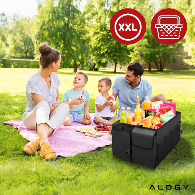 Alogy Organizer samochodowy do bagażnika pojemny sztywny kufer XXL pokrowiec torba do auta Czarny