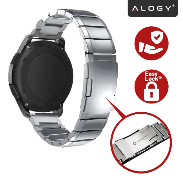 Alogy Bransoleta Steel Simple pasek stal nierdzewna do smartwatcha 20mm Srebrna