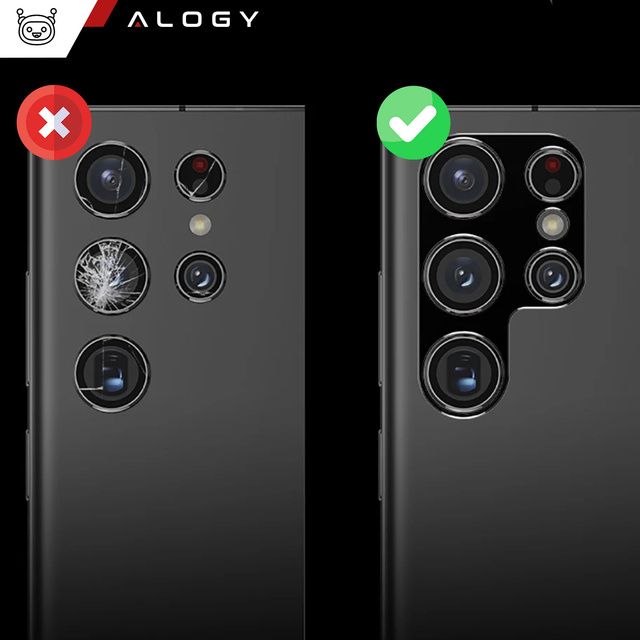 Alogy Metal Lens Metalowa osłonka do Samsung Galaxy S24 Ultra ochronna na wyspe aparat obiektyw Czarna