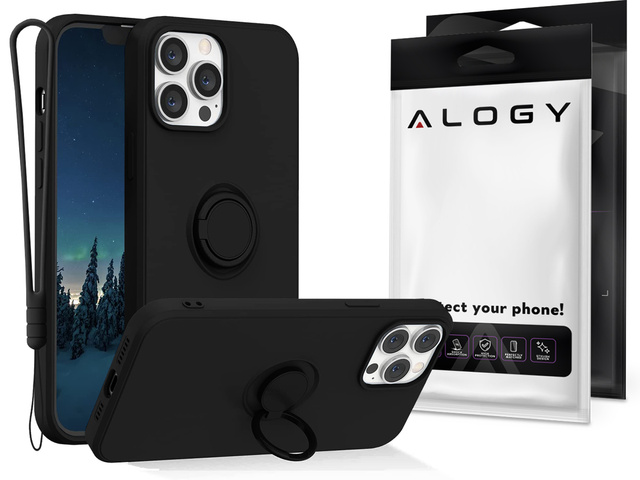 Alogy Etui silikonowe na telefon Ring Ultra Slim do Apple iPhone 13 Pro Czarne