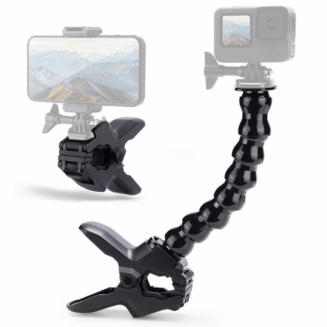 Alogy 2w1 Uchwyt do GoPro do Blatu biurka poręczy roweru Mocowanie do kamerki sportowej telefonu Czarny