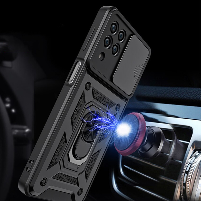 Alogy Etui na telefon obudowa z osłoną aparatu Camshield Stand Ring do Samsung Galaxy M53 5G czarne