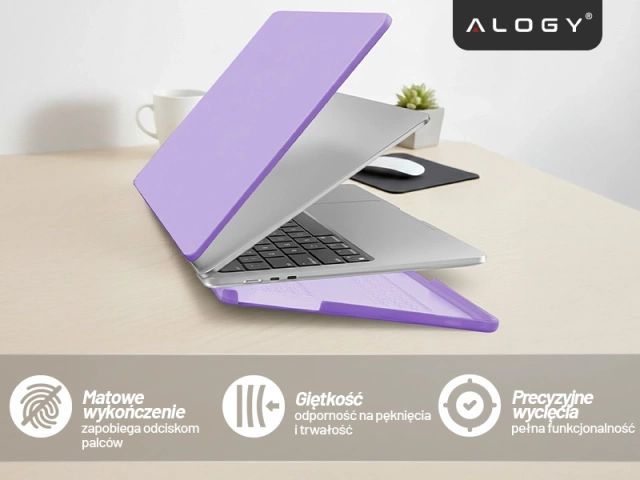Etui do Apple Macbook Air 13.6 2022-2025 (M2/M3/M4) – elastyczna, matowa obudowa ochronna, lekka i odporna – Alogy AirGuard™ Fioletowy