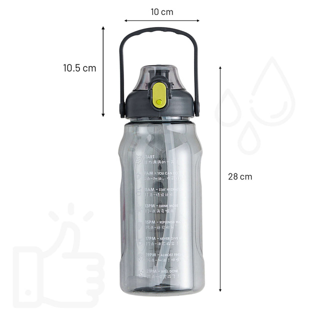 Alogy Butelka ze słomką Time Marker Water Bottle with Straw with Handle 1500ml Czarna