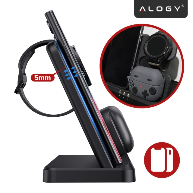 Ładowarka Bezprzewodowa Indukcyjna 3w1 Qi 3.0 Szybka do Samsung Galaxy 22 23 24 Ultra Watch Buds 