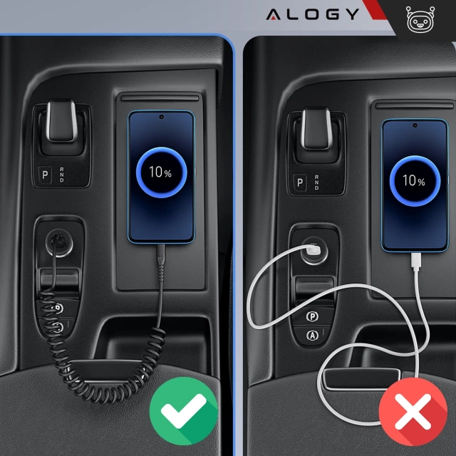 Kabel Alogy do ładowania Xiaomi Google Pixel spiralny samochodowy 66W 5A 150cm USB do USB-C czarny