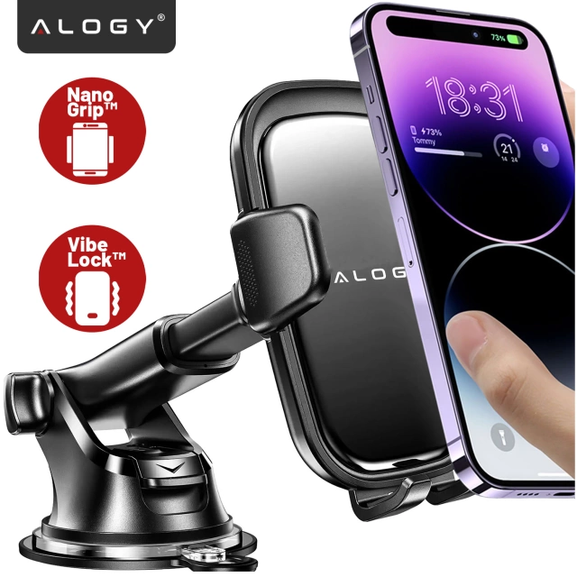 Uchwyt samochodowy na telefon szybę kratkę kokpit deskę do samochodu auta do telefonu 7" Alogy 3w1 Czarny + Organizer