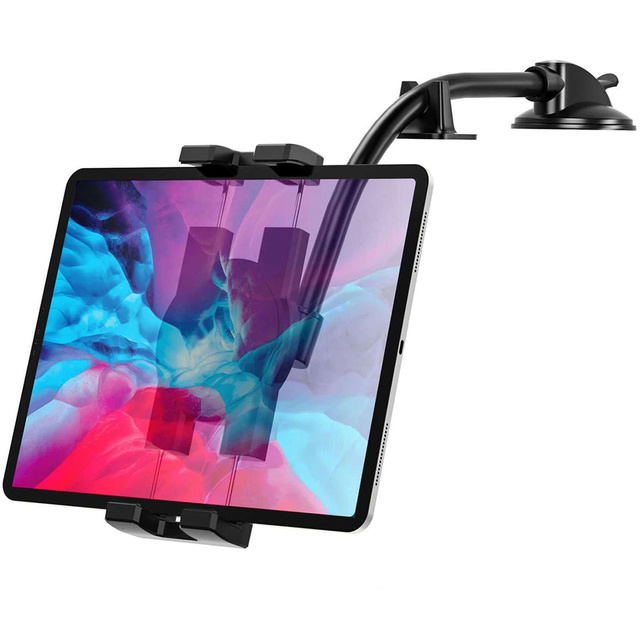 Uchwyt samochodowy na tablet telefon 4–13" – długie regulowane ramię, montaż na kokpit i szybę, stabilny i uniwersalny – Alogy SteadyRide™ Czarny