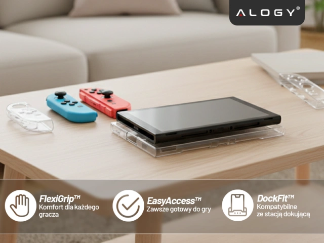 Etui ochronne do Nintendo Switch 2 (2025) – mocna, odporna obudowa z otworem na stopkę, twarda konstrukcja, idealne dopasowanie – Alogy Hard Case™ Przezroczyste