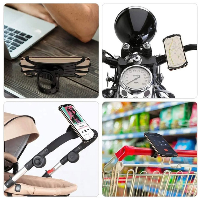 Alogy Uchwyt rowerowy Spider TPU Bike Holder do telefonu Silikonowy na rower motor hulajnoga quad Czarny