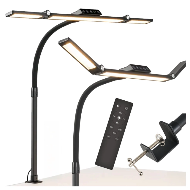  Lampa Biurkowa LED Kreślarska do Monitora ze Składaną Konstrukcją, Regulowaną Jasnością i Pełnym Spektrum Światła, z Mocowaniem do Blatu, Ochrona Oczu, Alogy DeskPro™