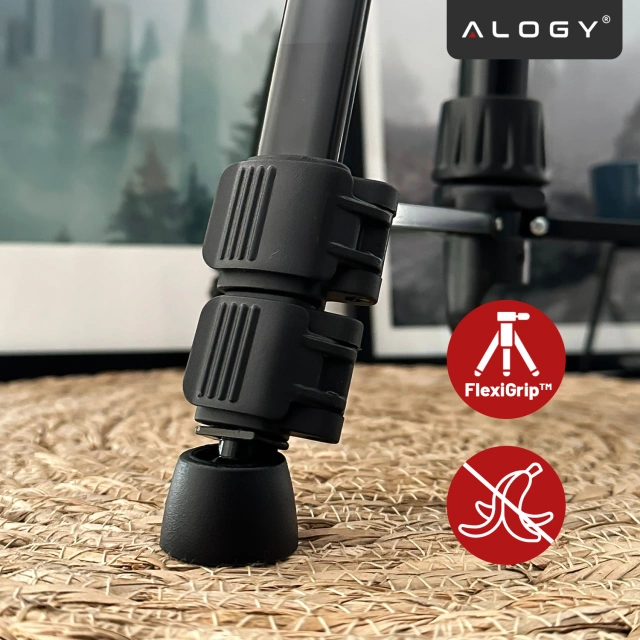 Alogy Statyw Fotograficzny Tripod Uniwersalny stojak do Kamer 1/4 uchwyt na telefon aparat 170cm Czarny