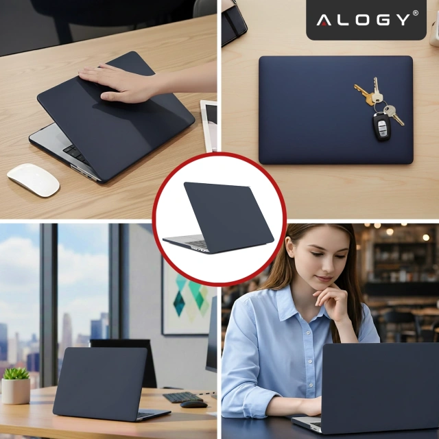 Etui do Apple Macbook Pro 14 2021-2024 (M1/M2/M3/M4) – elastyczna, matowa obudowa ochronna, lekka i odporna – Alogy AirGuard™ Granatowy