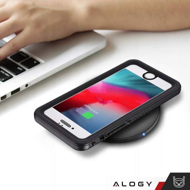 Alogy Etui wodoodporne do Apple iPhone 7/8/SE 2022/2020 360 Pancerne Armor IP68 ze smyczką Czarne