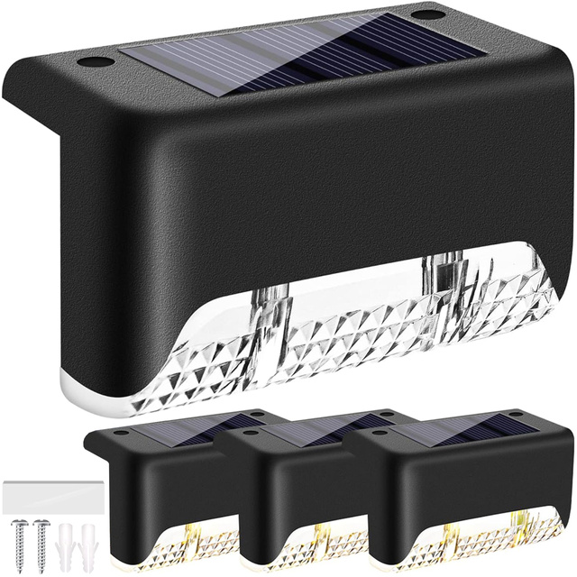 4x Lampa solarna ogrodowa LED na taras balkon schody balustradę z czujnikiem zmierzchu akumulator AAA zestaw 4 lampek