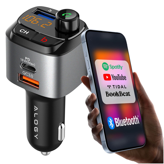 Alogy Transmiter samochodowy Bluetooth odtwarzacz MP3 nadajnik FM