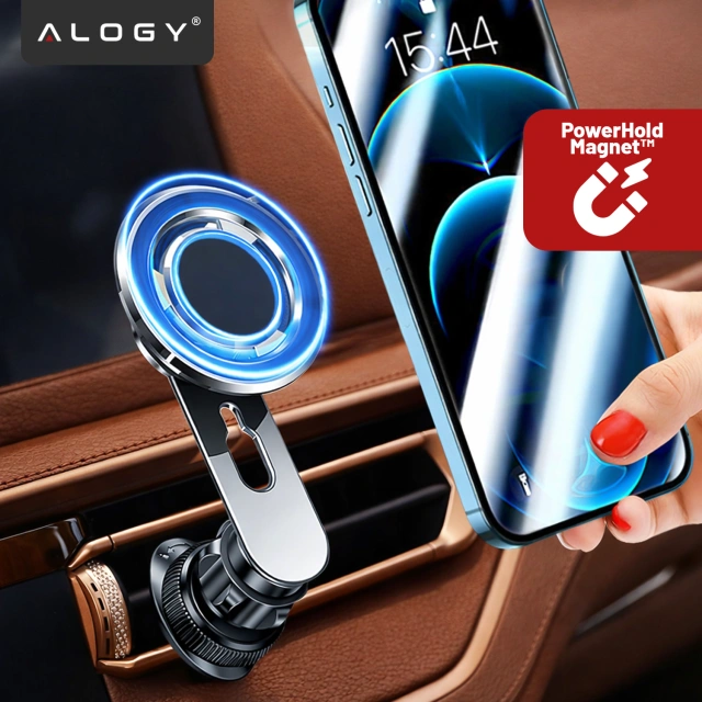 Alogy Uchwyt do samochodu samochodowy MagSafe Airvent car holder do telefonu do MagSafe na kratkę Czarny