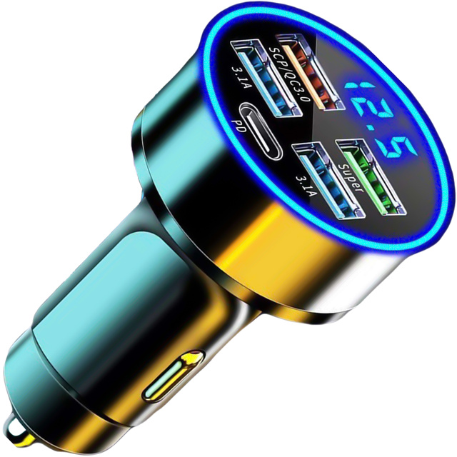 Alogy Car Ładowarka samochodowa 4x USB QC 3.0 + USB C PD 20W LED szybka mocna 250W czarna