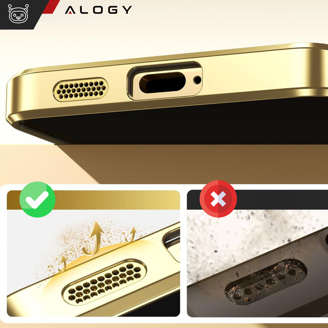 Alogy Etui na telefon do Samsung Galaxy S24+ Plus Mag Safe Case Glamour Case Ring obudowa Złote przezroczyste