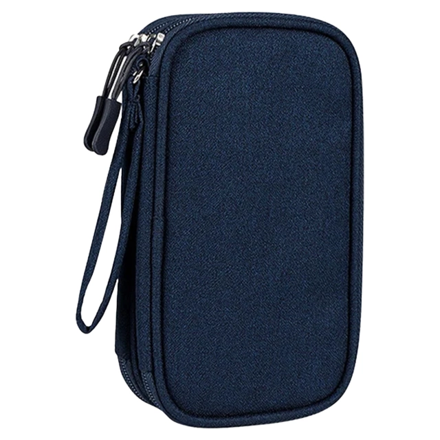 Etui Podróżne na Akcesoria, Organizer na Kable, Ładowarki, Telefon i Powerbank, Wielofunkcyjne i Kompaktowe 21 x 12,5 x 5 cm, Alogy TravelPack™ – Granatowe