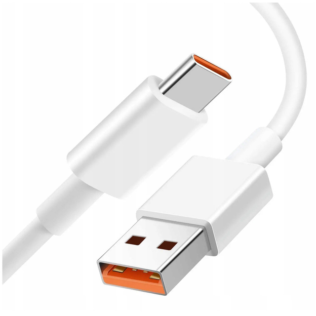 Kabel USB - USB-C typ C Alogy mocny szybki 67W 6A PD 1M przewód do ładowarki Blue Label Biały