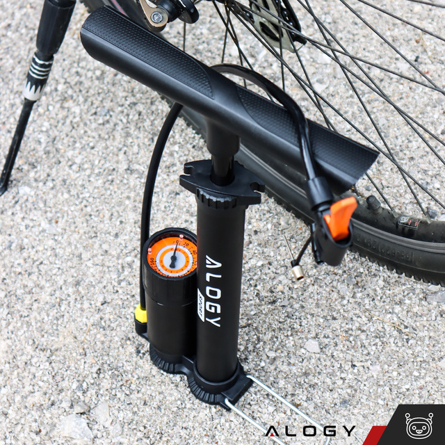Alogy Pompka rowerowa 160psi z manometrem z uchwytem ręczna przenośna Czarna