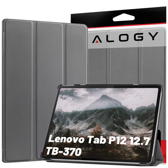 Etui ochronne do Lenovo Tab P12 12.7 TB-370 obudowa na tablet Alogy Book Cover Case Szare + szkło