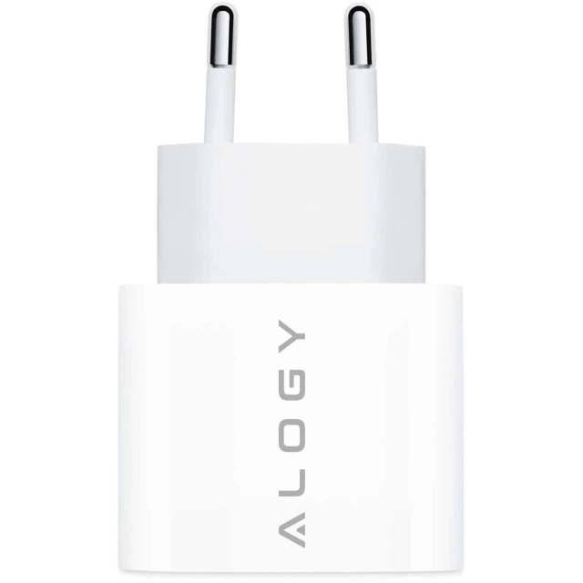 Ładowarka sieciowa szybka 30W USB-C USB typ C GaN PD do iPhone kostka Alogy Biała