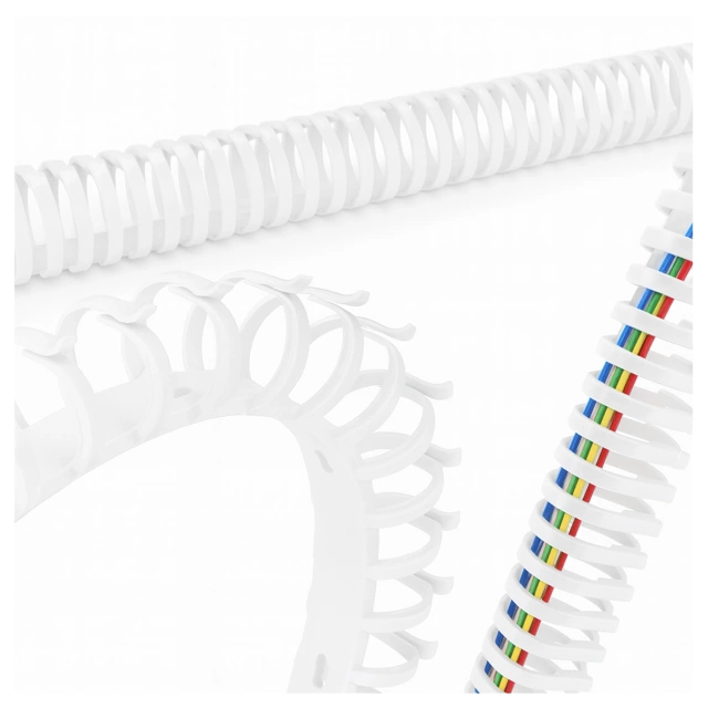 Sprężynowy organizer na kable pod biurko – elastyczna maskownica 50×4 cm, samoprzylepna, do porządkowania przewodów – Alogy CableStrip™ Biały