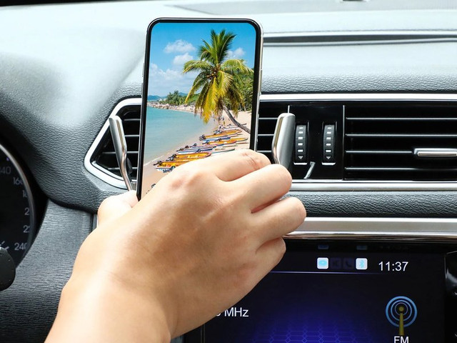 Samochodowy uchwyt automatyczny Alogy do telefonu ładowarka QI 10W Srebrny