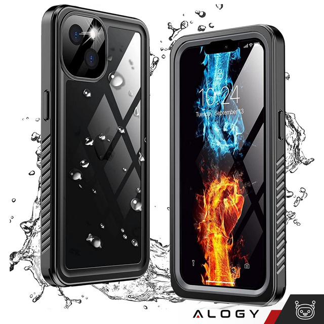 Alogy Etui wodoodporne do Apple iPhone 13 360 Pancerne Armor IP68 ze smyczką Czarne