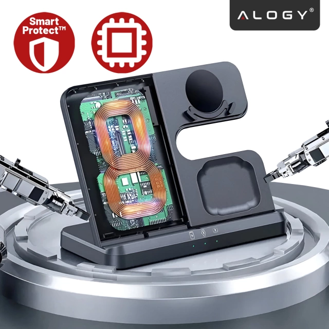 Ładowarka Bezprzewodowa Indukcyjna 3w1 Qi 3.0 Szybka do Samsung Galaxy 22 23 24 Ultra Watch Buds 