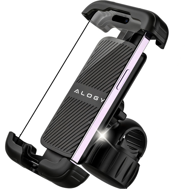 Uchwyt rowerowy do telefonu 4.7–6.8" – regulowany, obrót 360°, stabilne mocowanie na kierownicę roweru i motocykla – Alogy Sport Pro-Fit™ Czarny