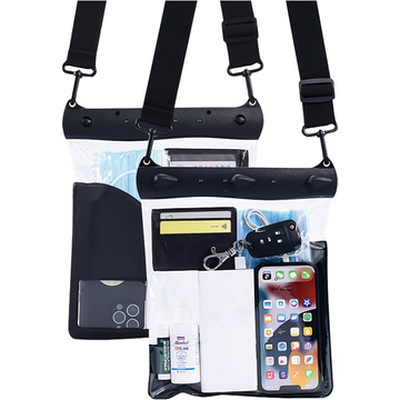 Alogy Etui wodoodporne duże Waterproof Case torba z paskiem na ramię uniwersalna na telefon tablet dokumenty 23x25 cm Czarne