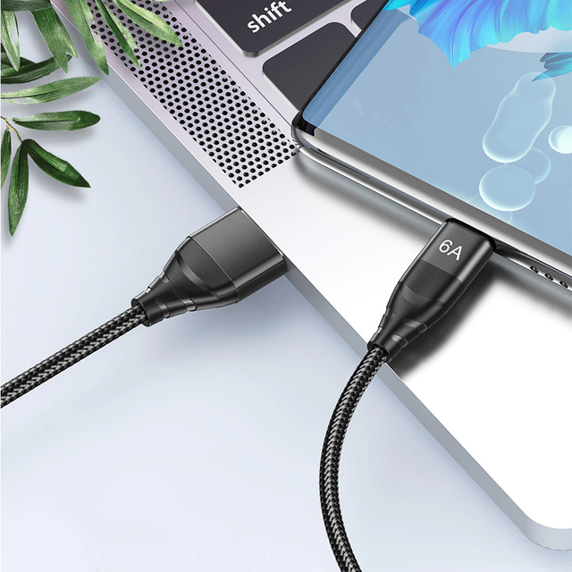 Kabel 1m Alogy przewód USB-A do USB-C Type C 6A Czarny
