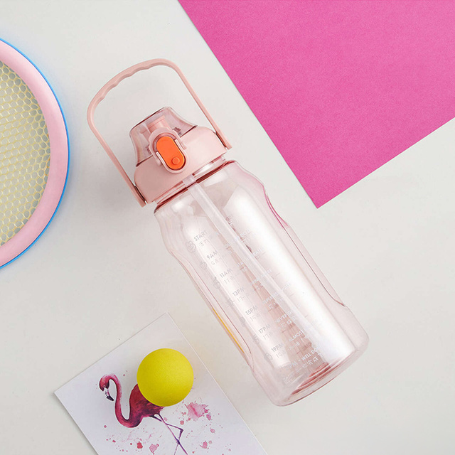 Alogy Butelka ze słomką Time Marker Water Bottle with Straw with Handle 1500ml